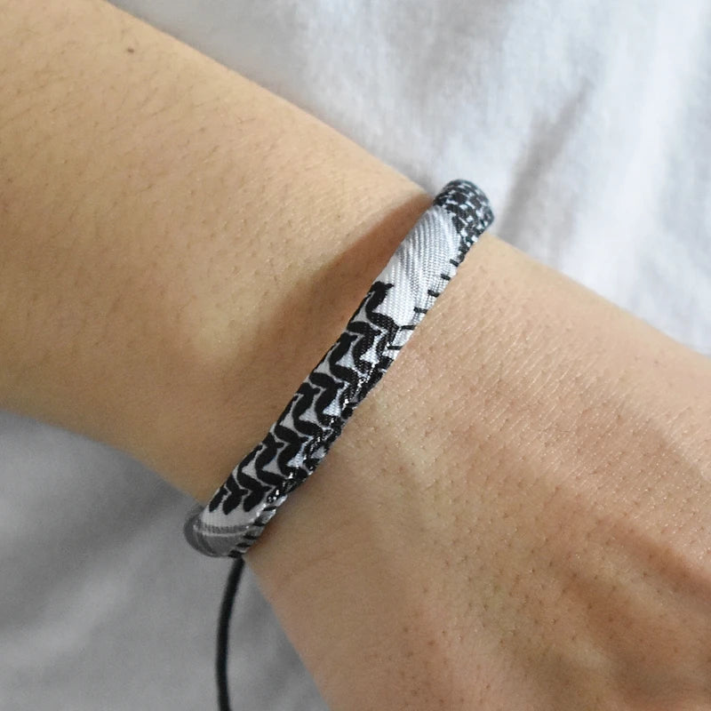 Geometric Polka Dot Palestine Bracelet for Men Women Hand Multicolor Weave Arabic Style Round Shape Jewelry Accessories