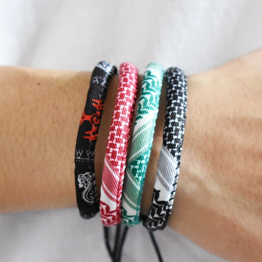 Geometric Polka Dot Palestine Bracelet for Men Women Hand Multicolor Weave Arabic Style Round Shape Jewelry Accessories