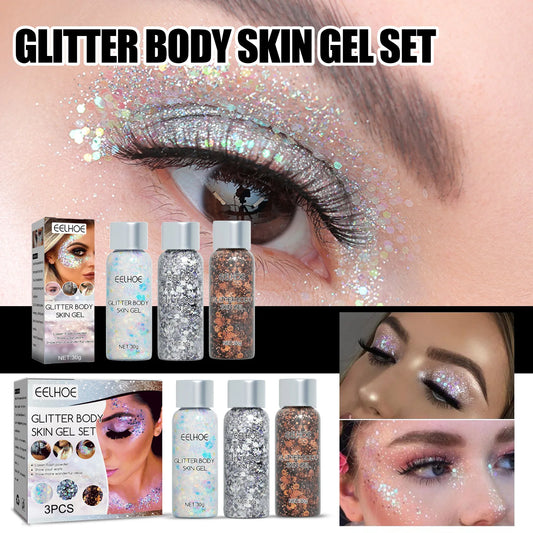 30g Eyeshadow Glitter Face Glitter Gel Makeup Mermaid Party Stage Eye Nail Hair Body     Art Flash Sequins Glitter Decoration